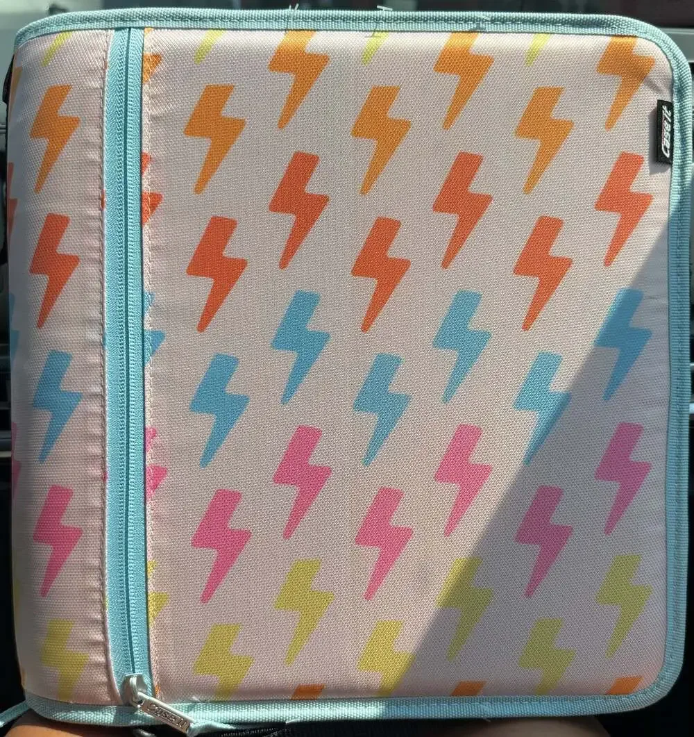 Lightning Bolt Pattern Zippered Binder/Organizer